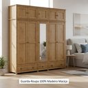 Ver imagem 5 de Guarda-Roupa Bipartido 10 Portas 3 Gavetas Topázio 100% Madeira Maciça Marrom/Freijó