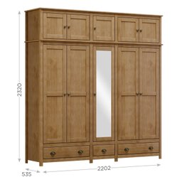 Guarda-Roupa Bipartido 10 Portas 3 Gavetas de Madeira Maciça Topázio  - 5