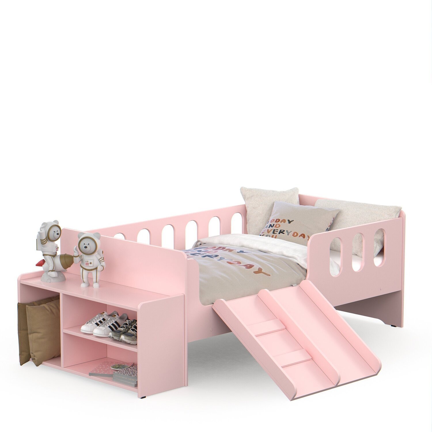 Cama Infantil Montessoriana Quarto de Criança com Nicho Escada e Escorregador - 2