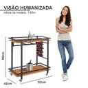 Ver imagem 4 de Adega/ Carrinho Espanha Base em Aço Industrial e Tampo em Madeira Laminado Espresso Móveis