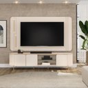 Ver imagem 1 de Rack com Painel para TV até 75 Polegadas 100% MDF com LED 241CMX189CM Curvo Ariana Branco