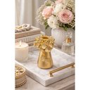 Ver imagem 5 de Castiçal Poli Borboleta Flores Dourado Porta Vela Decorativo Resina 11cm