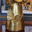 Ver imagem 4 de Castiçal Poli Borboleta Flores Dourado Porta Vela Decorativo Resina 11cm