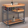 Adega/ Carrinho Viena Base em Aço Industrial e Tampo em Madeira Laminado Espresso Móveis - 1