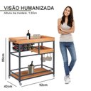 Ver imagem 4 de Adega/ Carrinho Viena Base em Aço Industrial e Tampo em Madeira Laminado Espresso Móveis