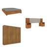 Quarto Casal Completo Roupeiro Veneza 4 Gavetas Painel Ripado com Mesa de Cabeira 2 Gavetas - 2