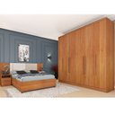 Ver imagem 1 de Quarto Casal Completo Roupeiro Veneza 4 Gavetas Painel Ripado com Mesa de Cabeira 2 Gavetas Bege/Cinamomo