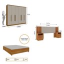 Ver imagem 3 de Quarto Casal Completo Roupeiro Veneza 4 Gavetas, Cama Casal Mônaco e Painel Ripado 4 Gavetas Bege/Cinamomo/Off White