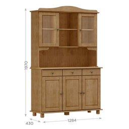 Cristaleira Rústica em Madeira Maciça 3+2 Portas para sala de Jantar Linha Rubi - 4
