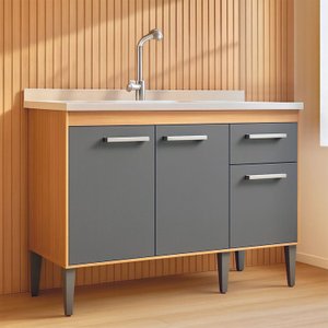 Balcão de Pia 120cm Realeza 3 Portas 1 Gaveta