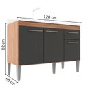 Ver imagem 3 de Balcão de Pia 120cm Realeza 3 Portas 1 Gaveta