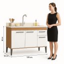 Ver imagem 6 de Balcão de Pia 120cm Realeza 3 Portas e 1 Gaveta Branco/Manchester
