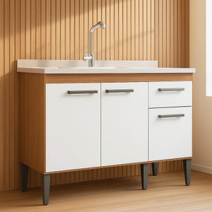 Balcão de Pia 120cm Realeza 3 Portas e 1 Gaveta