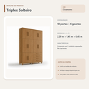 Ver imagem 4 de Guarda Roupa Solteiro Triplex 10 Portas 4 Gavetas Cinamomo Formimóveis
