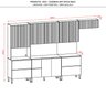 Cozinha Modulada Completa 8 peças 10 Portas 4 Gavetas Balcão com Tampo e Painel Art - 5