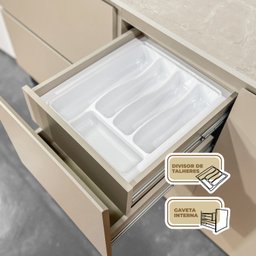 Cozinha Modulada Completa 8 peças 10 Portas 4 Gavetas Balcão com Tampo e Painel Art - 5