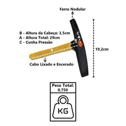 Martelo Pedreiro 2 Corte Cabo Madeira Encerado Cunha Pressão - 3
