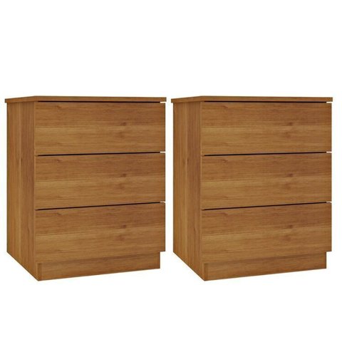 Kit 2 Mesas de Cabeceira 3 Gavetas Veronna