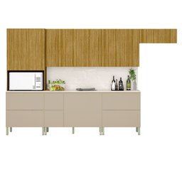Cozinha Modulada Completa 8 peças 10 Portas 4 Gavetas Balcão com Tampo e Painel Art - 3