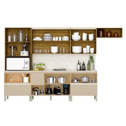 Cozinha Modulada Completa 8 peças 10 Portas 4 Gavetas Balcão com Tampo e Painel Art - 2