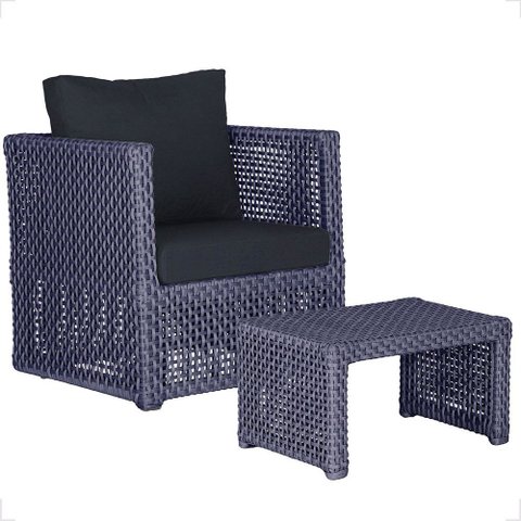 Mesa Centro e 1 Poltrona Madri Corda Náutica Estofado 12 Trama Original