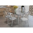 Ver imagem 1 de Kit 6 Cadeiras Sala Jantar Elba C/ Tampo de Vidro 150cm e 6 Cadeiras Holanda Cromada - Courano