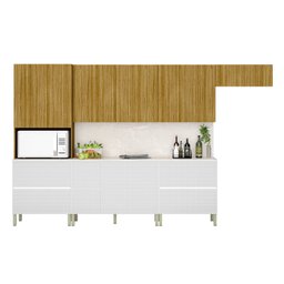 Cozinha Modulada Completa 8 peças 10 Portas 4 Gavetas Balcão com Tampo e Painel Art - 3
