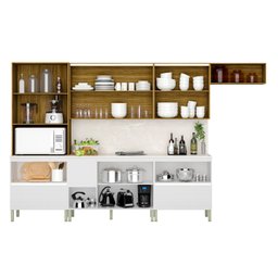 Cozinha Modulada Completa 8 peças 10 Portas 4 Gavetas Balcão com Tampo e Painel Art - 2