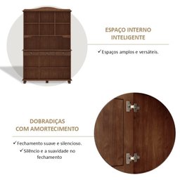 Cristaleira Rústica 100% Madeira Maciça 5 Portas para sala de Jantar Linha Rubi - 12