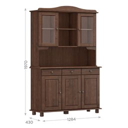 Cristaleira Rústica 100% Madeira Maciça 5 Portas para sala de Jantar Linha Rubi - 4