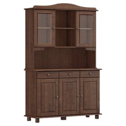 Cristaleira Rústica em Madeira Maciça 3+2 Portas para sala de Jantar Linha Rubi - 3