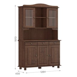 Cristaleira Rústica em Madeira Maciça 3+2 Portas para sala de Jantar Linha Rubi - 4