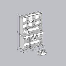 Cristaleira Rústica em Madeira Maciça 3+2 Portas para sala de Jantar Linha Rubi - 10