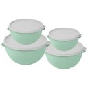 Ver imagem 2 de KIT 4 POTES REDONDOS COM TAMPA PARA ALIMENTO TIGELA SALADEIRA VASILHA BPA FREE PLASTICA
