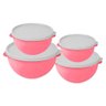 KIT 4 POTES REDONDOS COM TAMPA PARA ALIMENTO TIGELA SALADEIRA VASILHA BPA FREE PLASTICA - 4