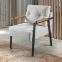 Ver imagem 1 de Poltrona Decorativa Paris Linho Base em Aço Industrial Espresso Móveis