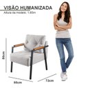 Ver imagem 3 de Poltrona Decorativa Paris Linho Base em Aço Industrial Espresso Móveis