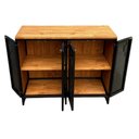 Ver imagem 2 de Buffet Aparador Estilo Industrial com 4 Portas Ferro e Madeira Pinus - Cores Preto e Castanheira