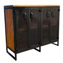 Ver imagem 3 de Buffet Aparador Estilo Industrial com 4 Portas Ferro e Madeira Pinus - Cores Preto e Castanheira
