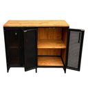 Ver imagem 4 de Buffet Aparador Estilo Industrial com 4 Portas Ferro e Madeira Pinus - Cores Preto e Castanheira