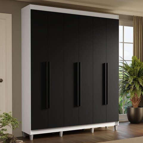 Guarda-Roupa Casal com Pés 6 Portas Batentes Saturno Madesa