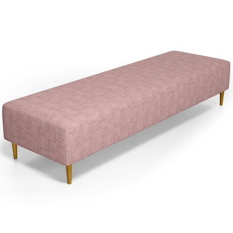 Puff Decorativo Sala de Estar Bali W01 Pés Palito 170x60cm Linho Rosa - Lyam Decor