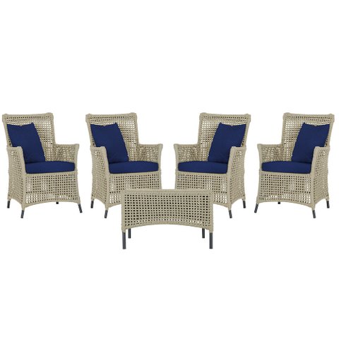 4 Poltronas e 1 Mesa Igapó em Alumínio Pintura Preta Corda Náutica Estofado 10
