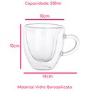 Ver imagem 4 de Kit 4 Xícaras Vidro Borossilicato Parede Dupla Coração Chá