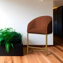 Ver imagem 2 de Poltrona Banqueta Decorativa Estofada Mia Veludo Base Metal Dourada - Estopar Poltrona Mia Veludo Te