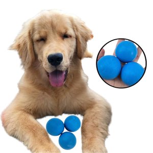 Kit 3 Brinquedo Cachorro Bolinha Maciça Lisa Para Cães 70mm Cor: Azul