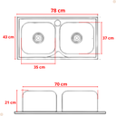 Ver imagem 2 de Kit Cuba Dupla Inox + Acessórios com Torneira Gourmet Extensora Escovada e Lixeira de Embutir 5 L