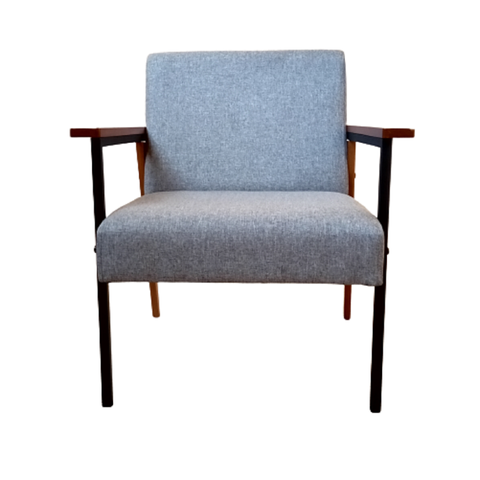 Poltrona Decorativa Fontana Linho Cinza Chumbo