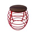 Ver imagem 1 de Banco Base De Ferro Tampo De Madeira Redondo Artesanal Direto Da Fábrica - Vermelho