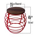 Ver imagem 2 de Banco Base De Ferro Tampo De Madeira Redondo Artesanal Direto Da Fábrica - Vermelho